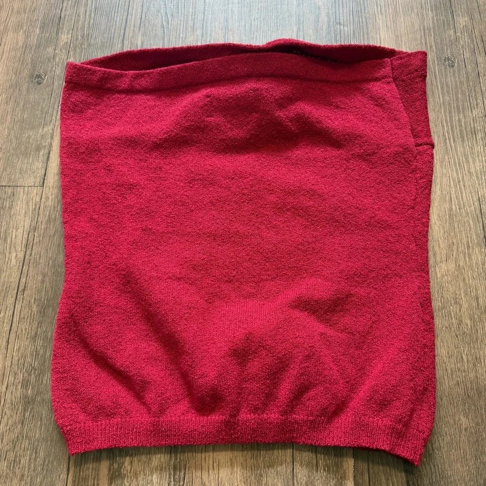 PEPPERMAYO Hidden Hills Knit Rose Strapless Tube Top Maroon Stretch Casual M/L - Picture 9 of 12